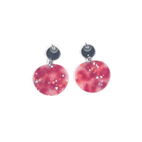 CB256 Black with Red speckle Marble Drop Earrings
