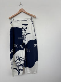 Navy Print Trousers