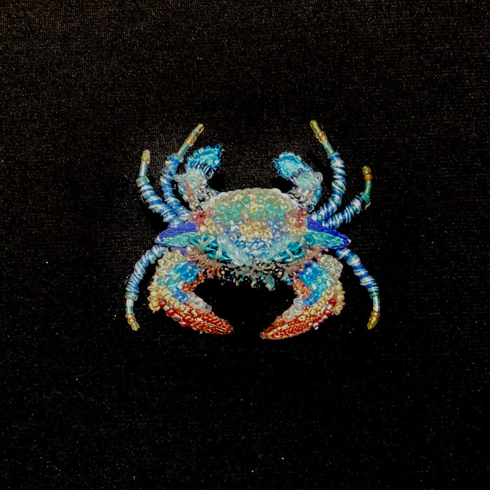 Ornate Blue Crab Brooch