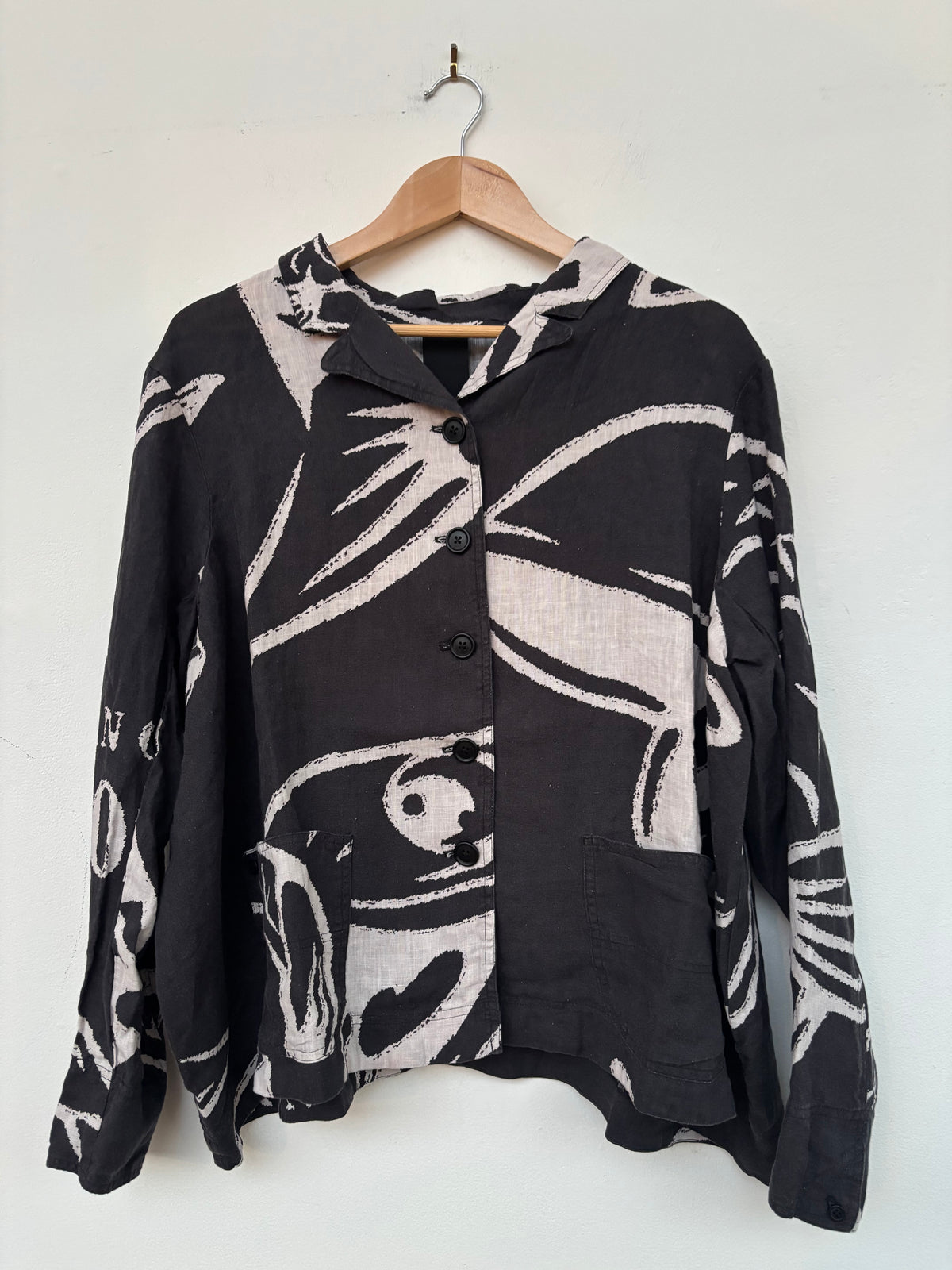 Linen Jacket w/ Black Print