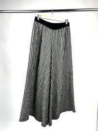 Palazzo Black Check Linen Pant