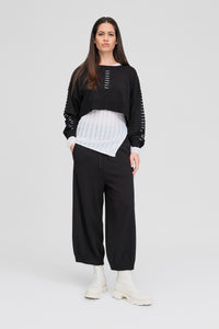 Stitched Article Sweater - Black