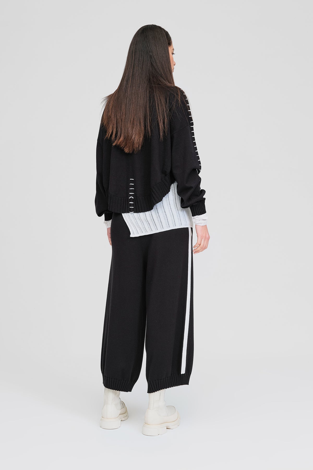 Stitched Article Sweater - Black