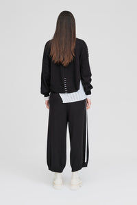 Stitched Article Sweater - Black