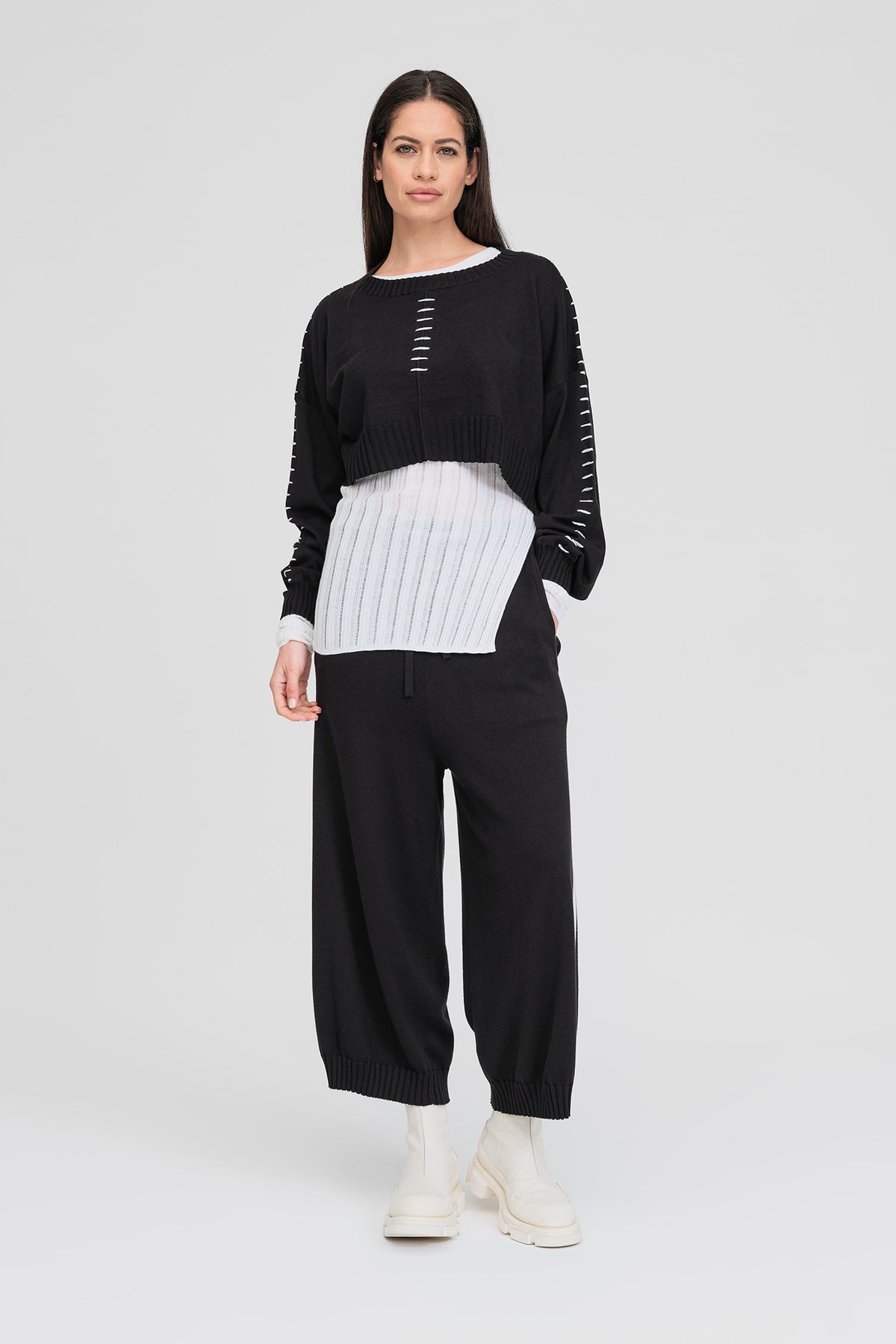 Stitched Article Sweater - Black