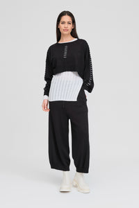 Stitched Article Sweater - Black