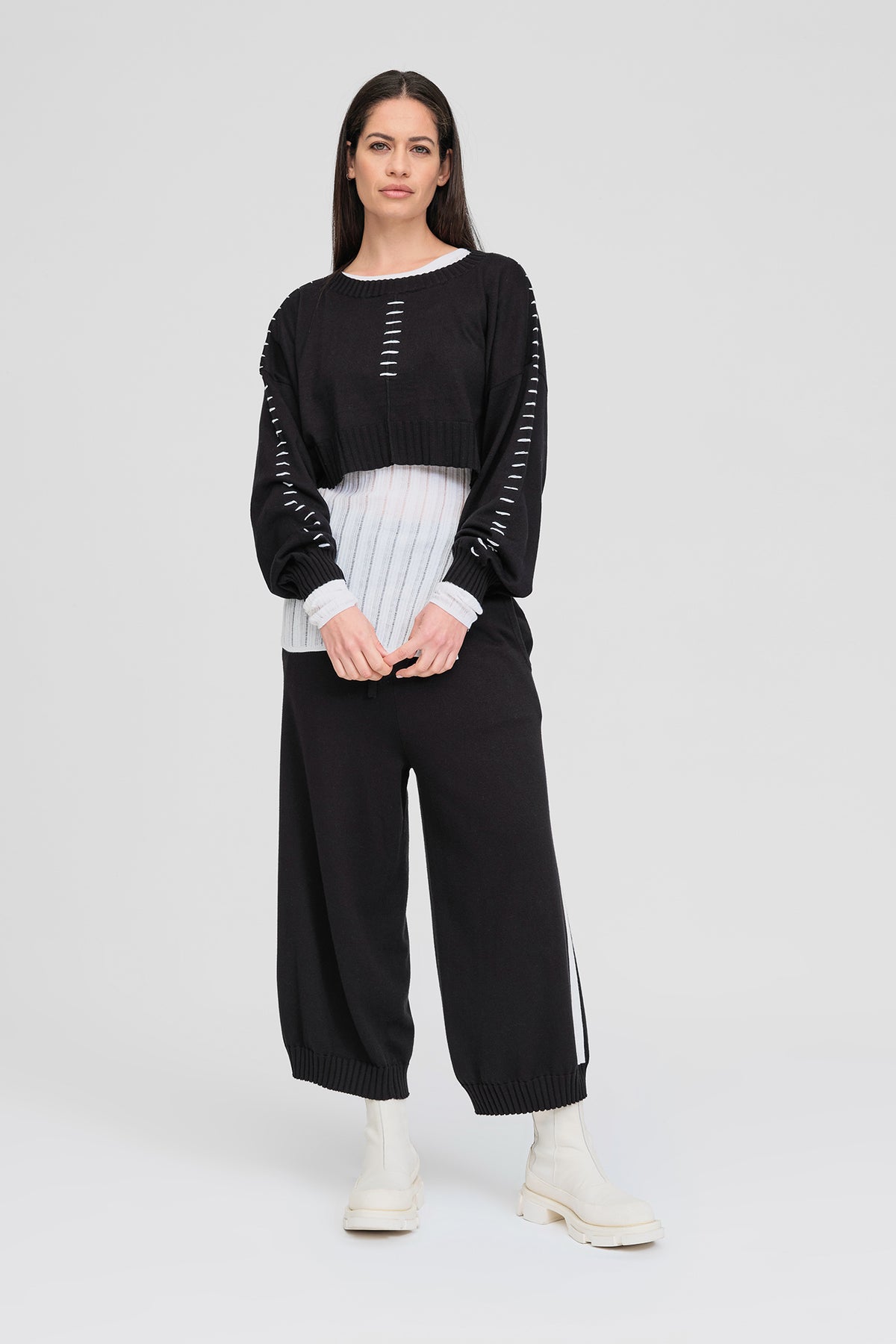 Stitched Article Sweater - Black