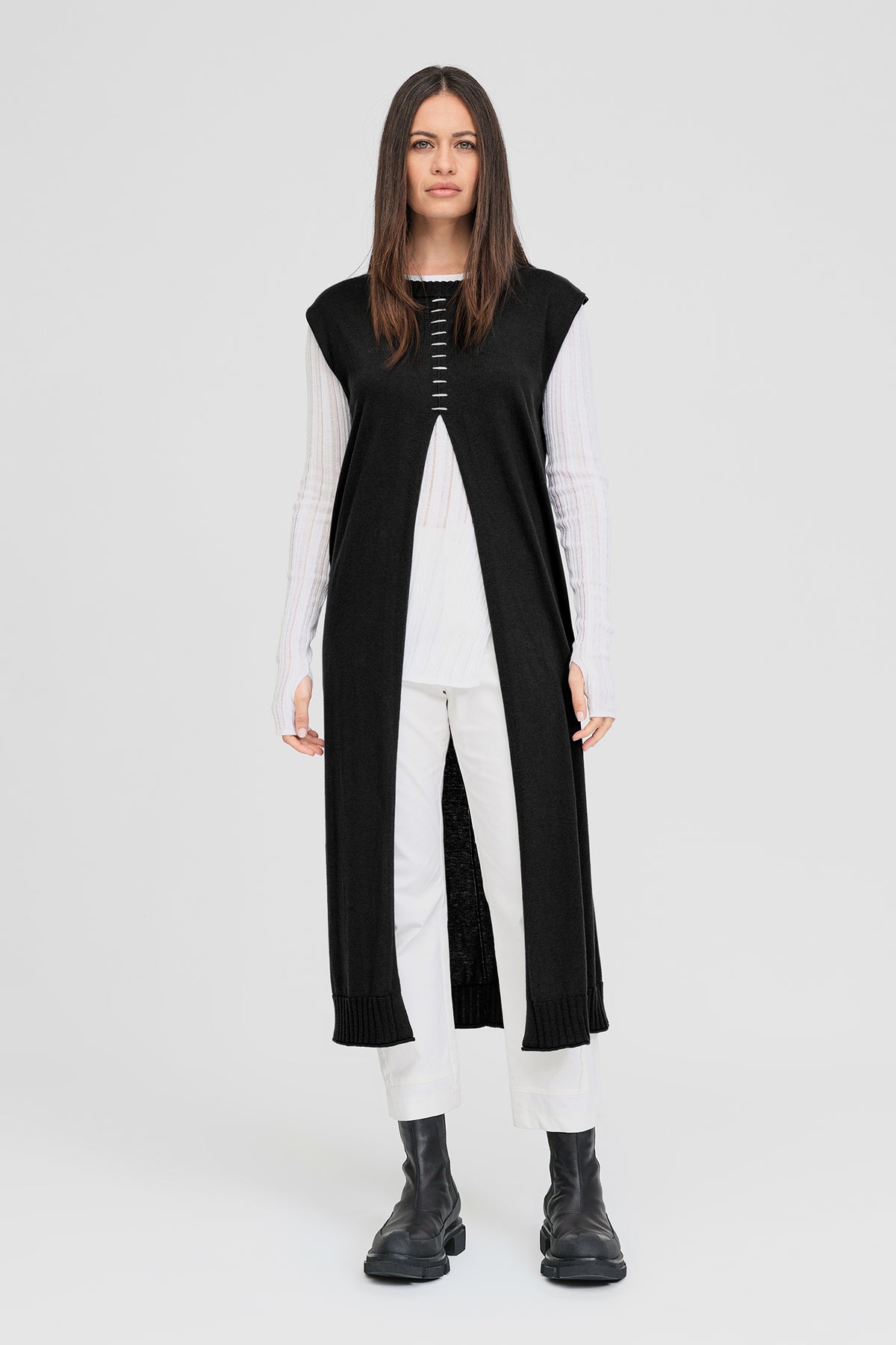 Stitched Glaze Tunic - Black