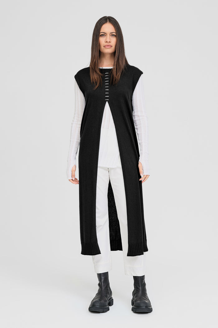 Stitched Glaze Tunic - Black