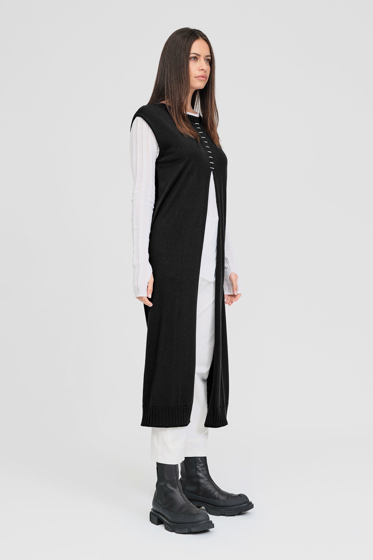 Stitched Glaze Tunic - Black