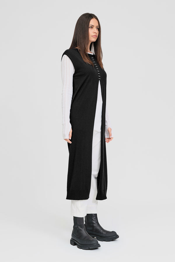 Stitched Glaze Tunic - Black