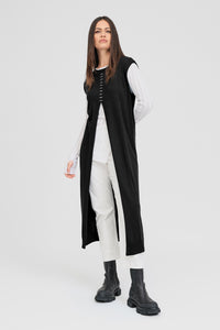 Stitched Glaze Tunic - Black