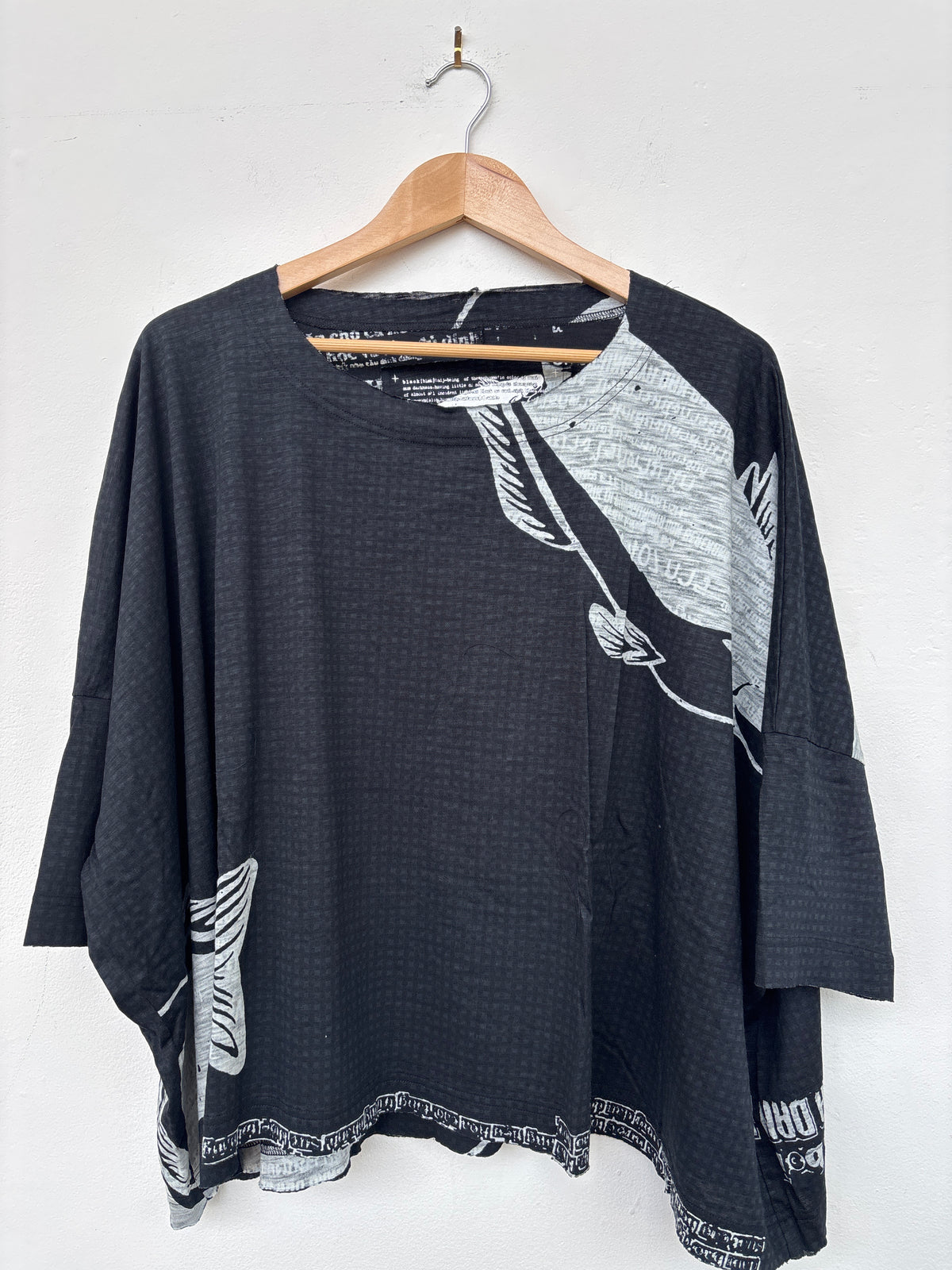 Boxy Black Print T Shirt