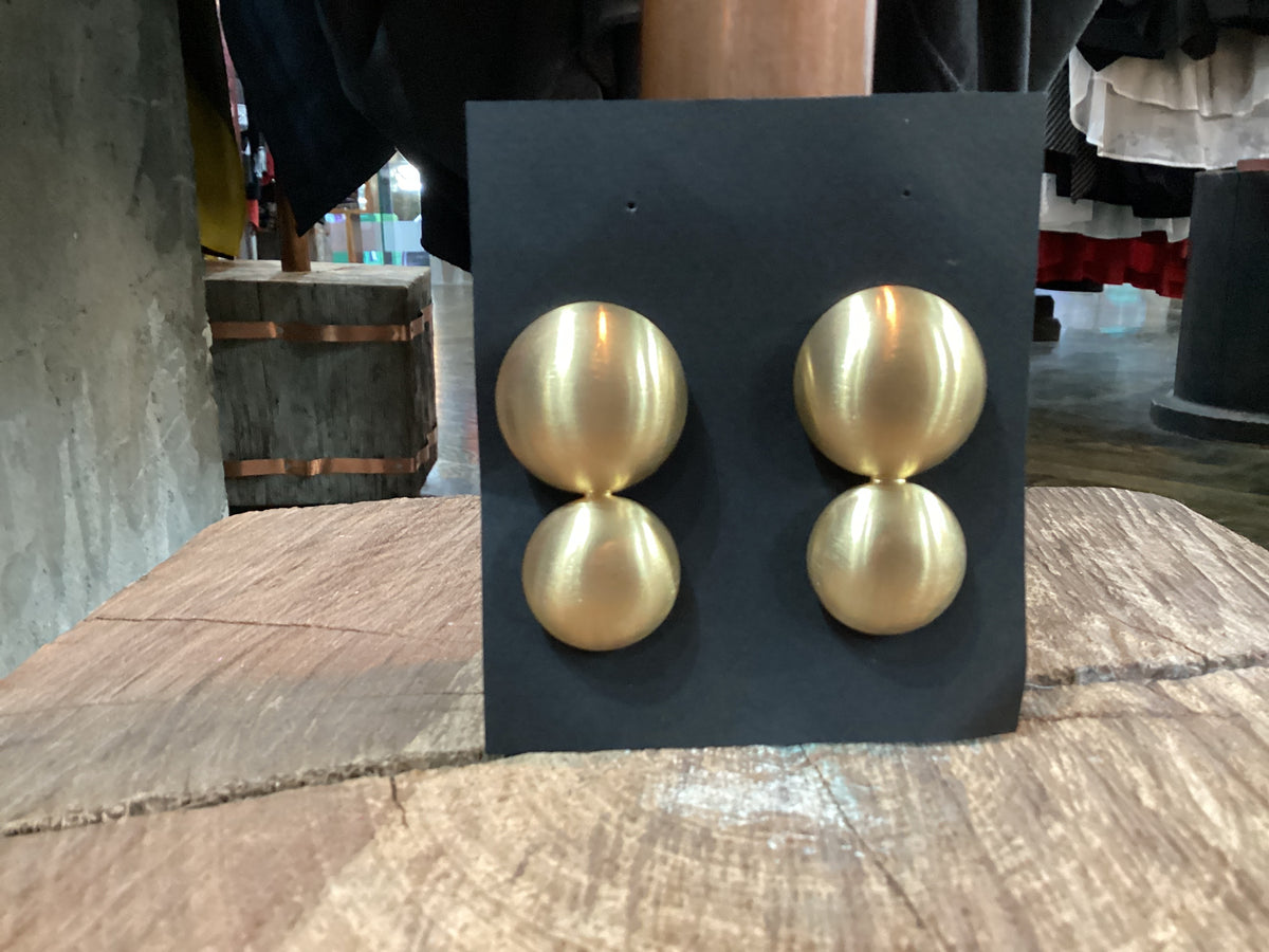 Double Disc Gold Earrings