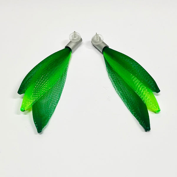 CB609 - Green Lime Mix Mesh Earrings