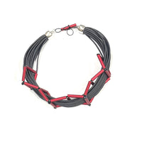 CB199 - Pewter with Fuchsia Short Multi Necklace