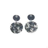 CB257-Black with Black Marble Drop Disc Earrings