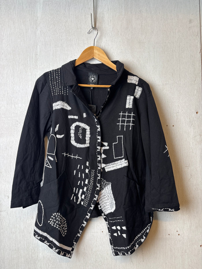 Carlotta Jacket Black with White Stitching