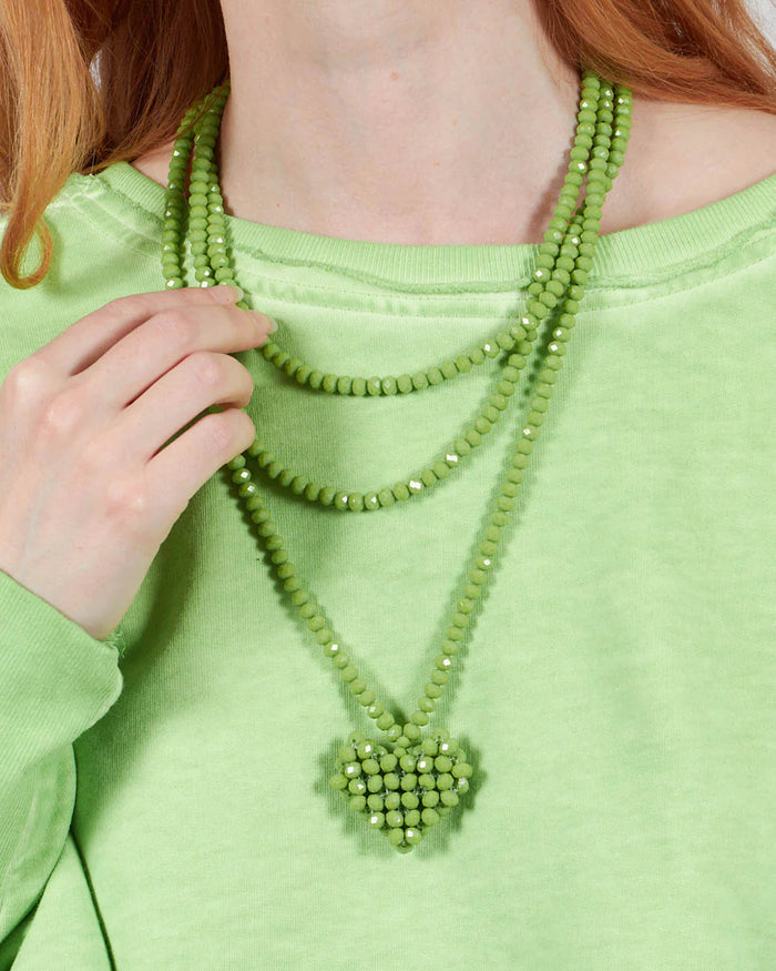 1536 - Across Heart Long Pistachio Necklace