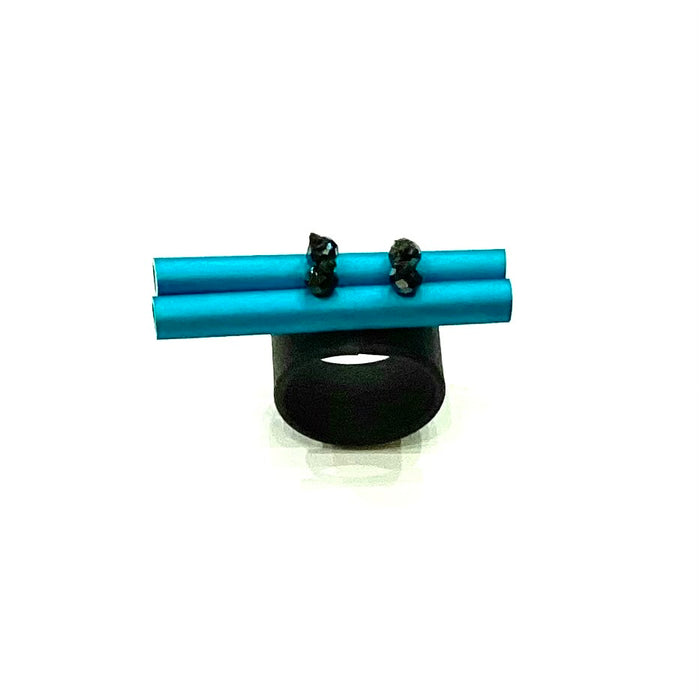 CB13 Blue Small Double Tube Ring