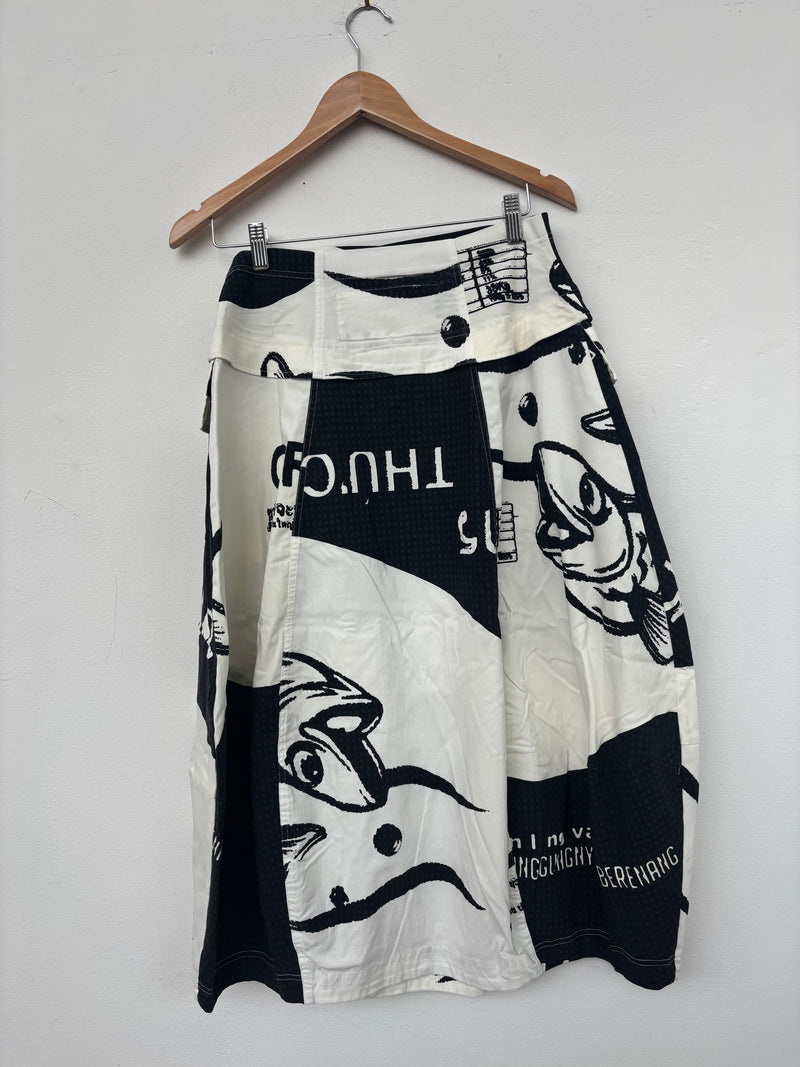 Black Ivory Print Skirt