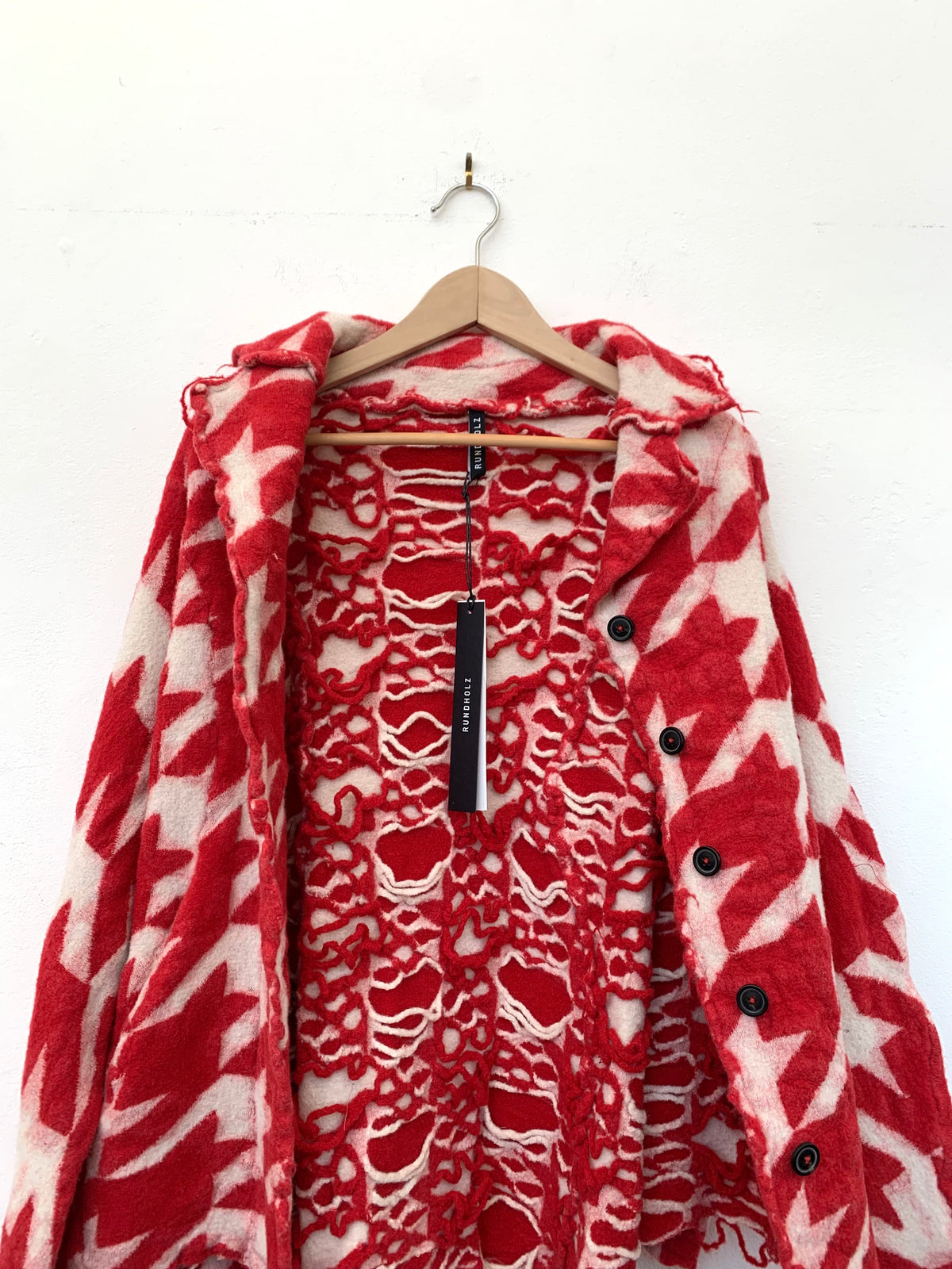 Houndstooth Red Cardigan