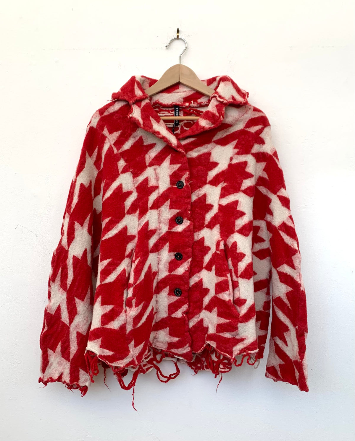 Houndstooth Red Cardigan