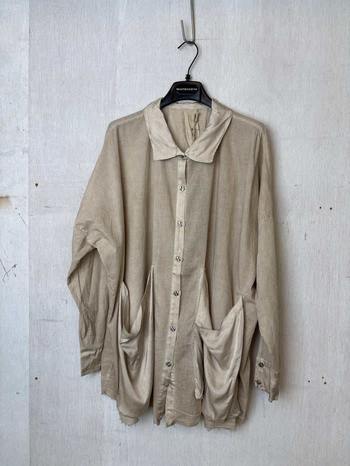 S254 Camicia Over Boxy Shirt Sand Shell