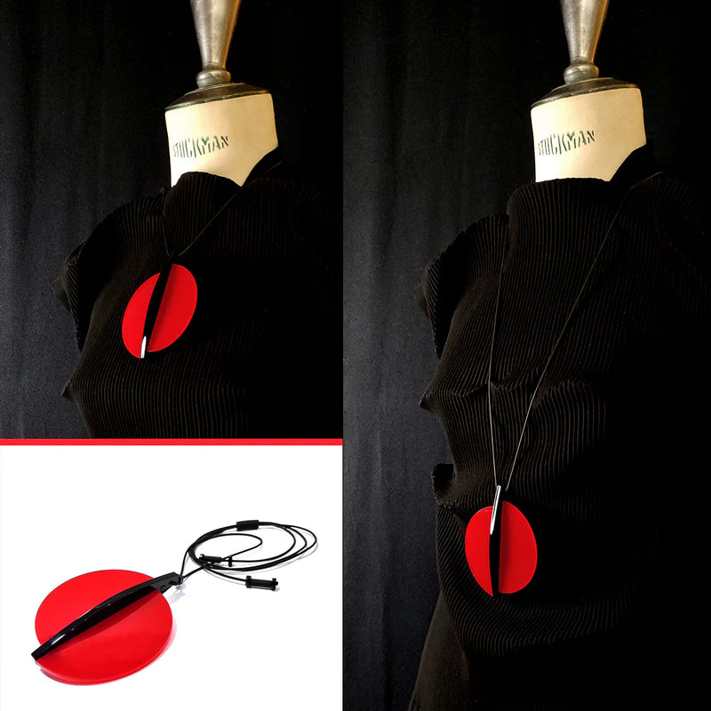 ALF acrylic pendant necklace -Poppy Red