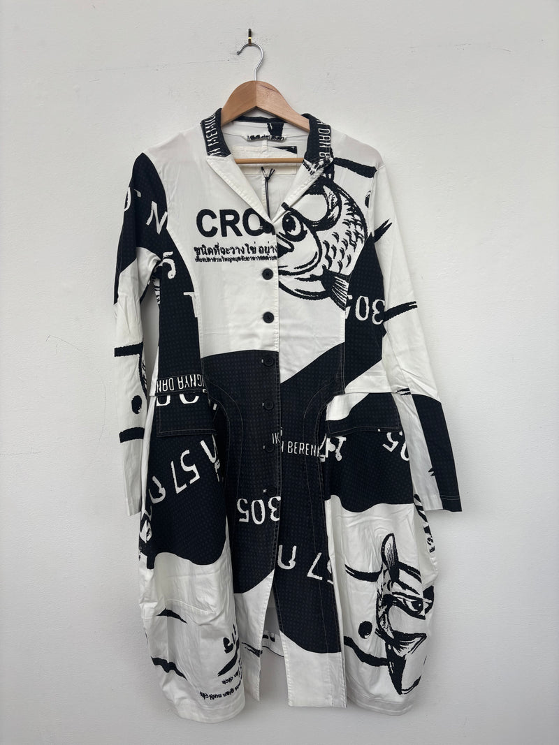 Black Ivory Print Coat