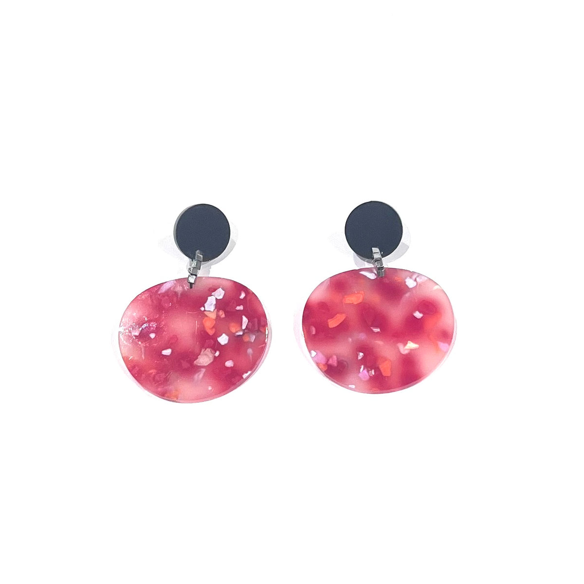 CB256 Black with Red speckle Marble Drop Earrings
