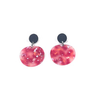 CB256 Black with Red speckle Marble Drop Earrings