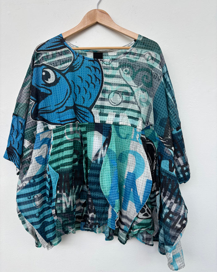 Colourful Print Gather Top