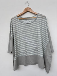 Grey Print Panel T Shirt