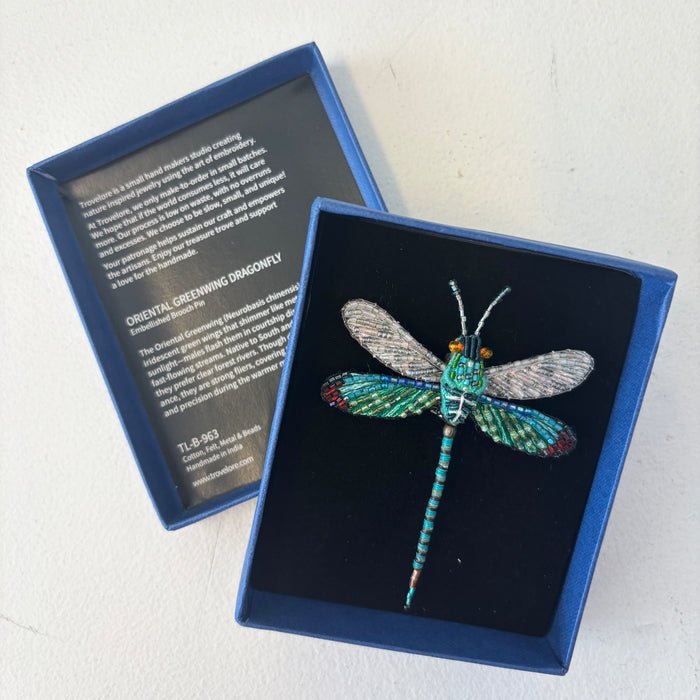 Oriental Greenwig Dragonfly Brooch