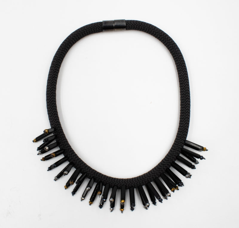 CB343 - Bead Rope Necklace in Blackmix