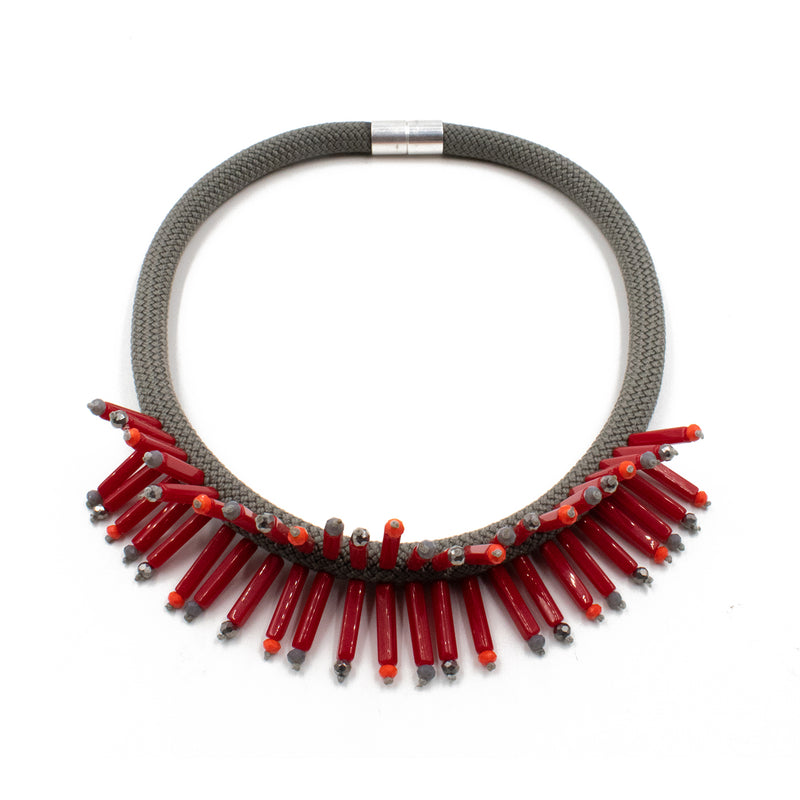CB343 - Bead Rope Necklace in Redmix