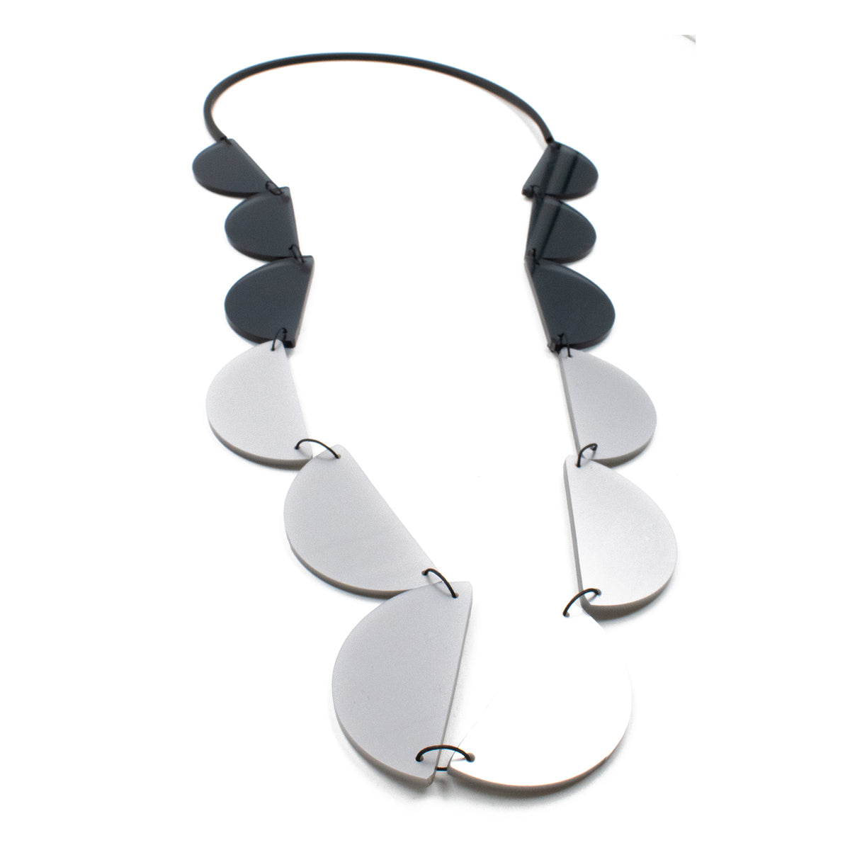 CB371 - Long Half Moon Necklace in Greymix