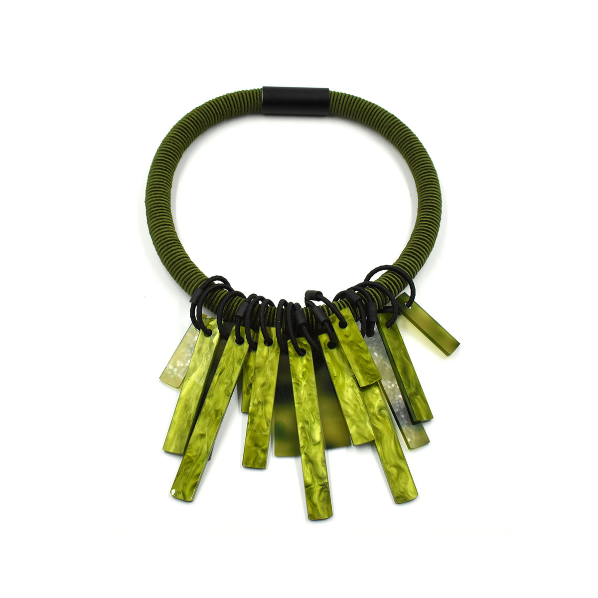 CB506 Transparent Hanging Cord Necklace Green