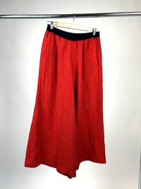 Palazzo Red Check Linen Pant