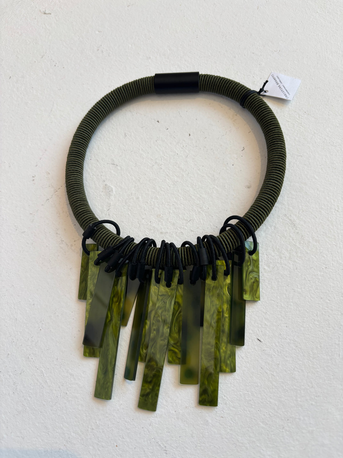 CB506 Transparent Hanging Cord Necklace Green