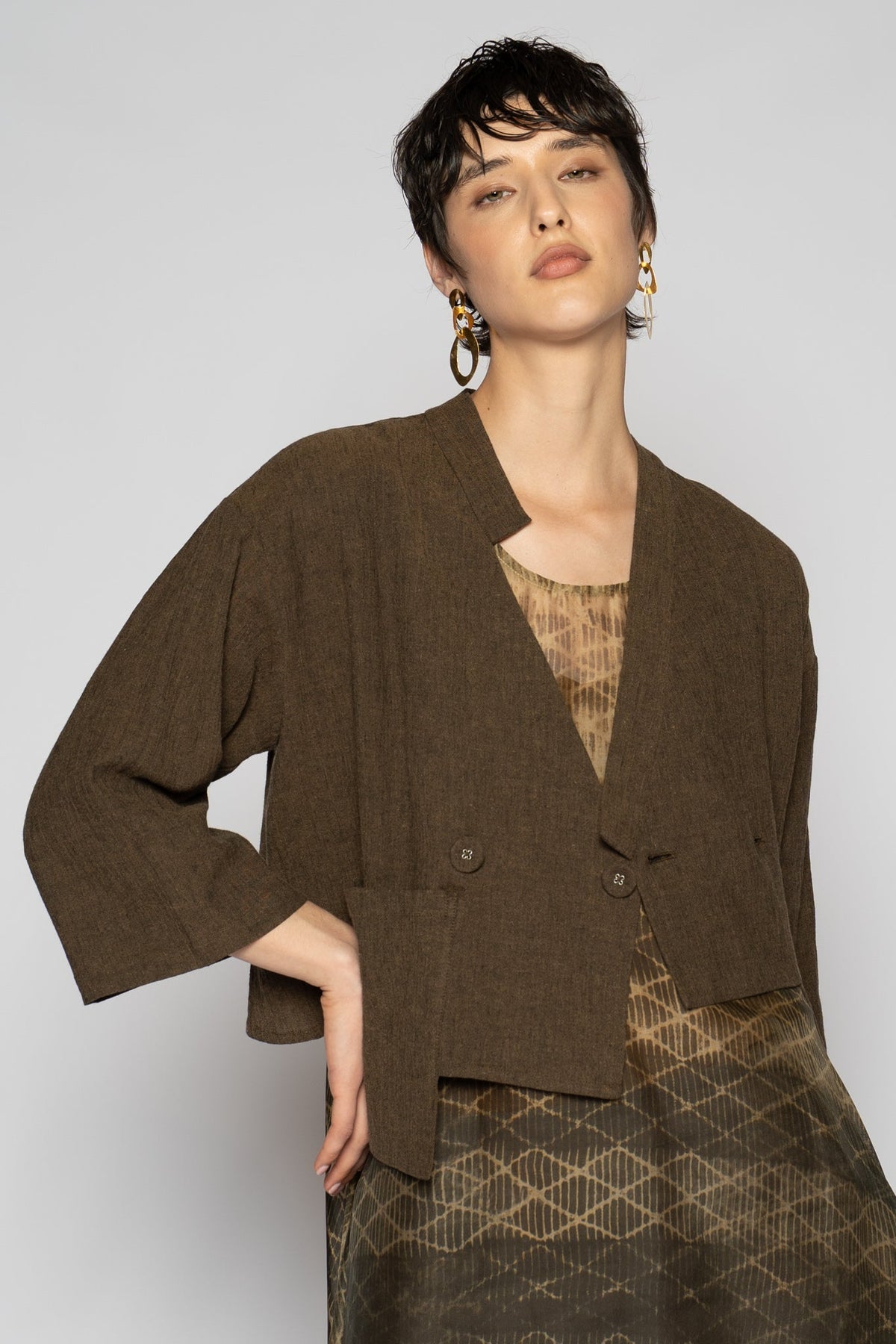 Melange Short Jacket Truffle