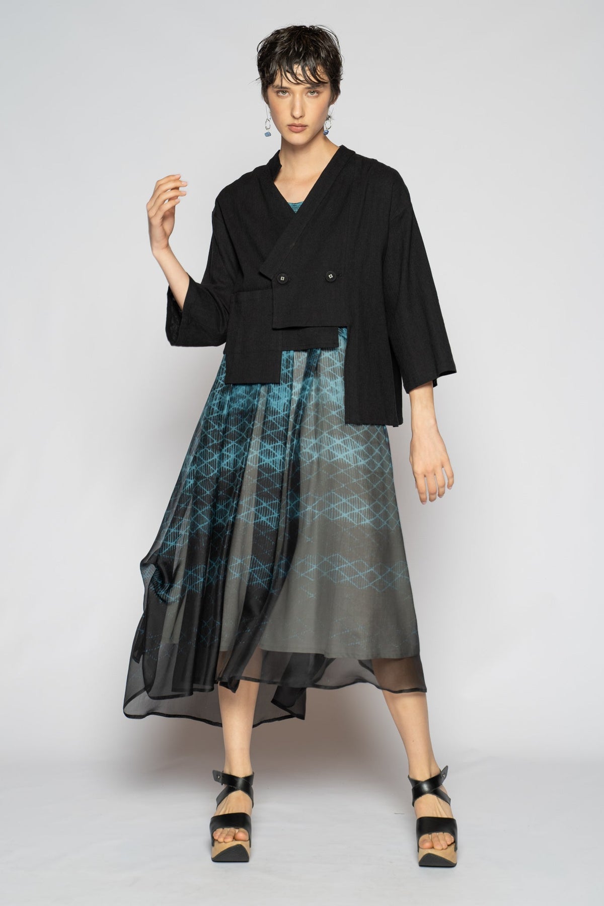 Melange Short Jacket Black