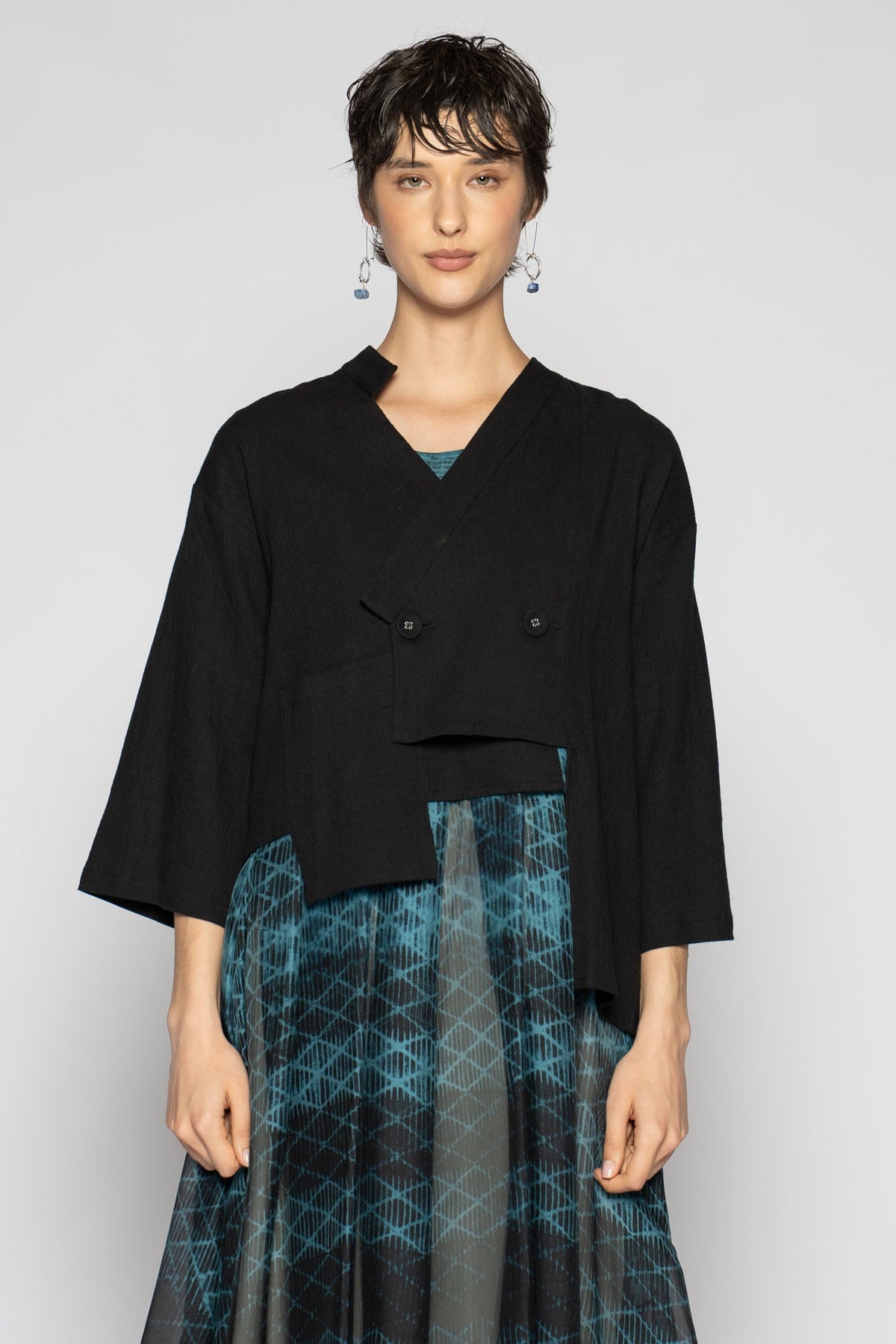 Melange Short Jacket Black
