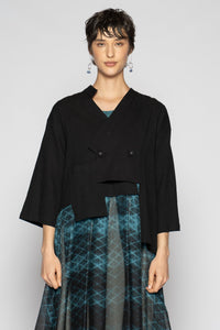 Melange Short Jacket Black