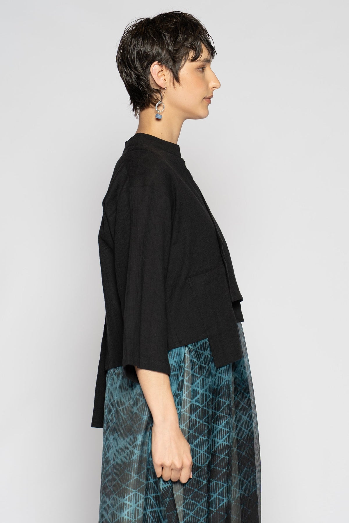 Melange Short Jacket Black