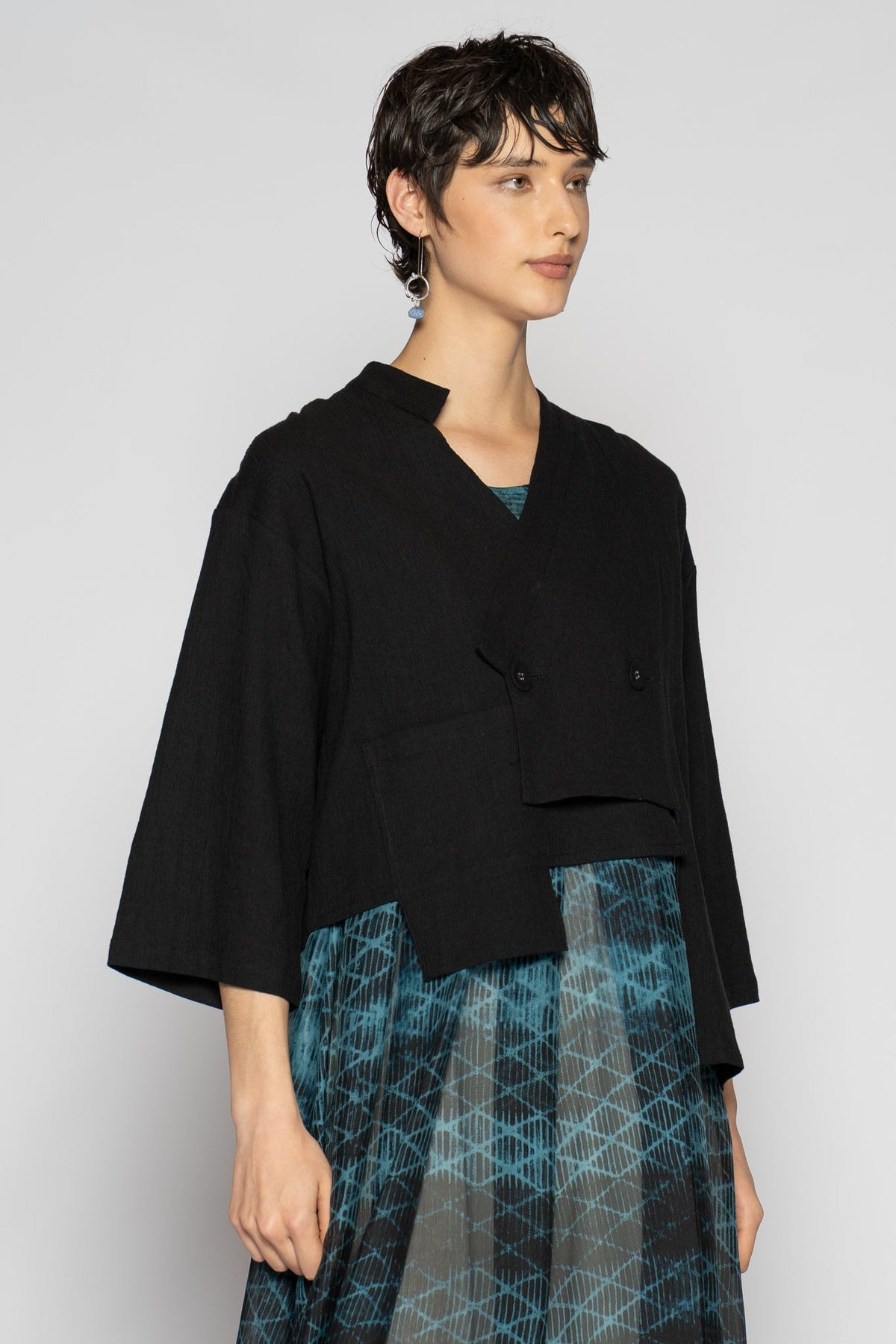 Melange Short Jacket Black