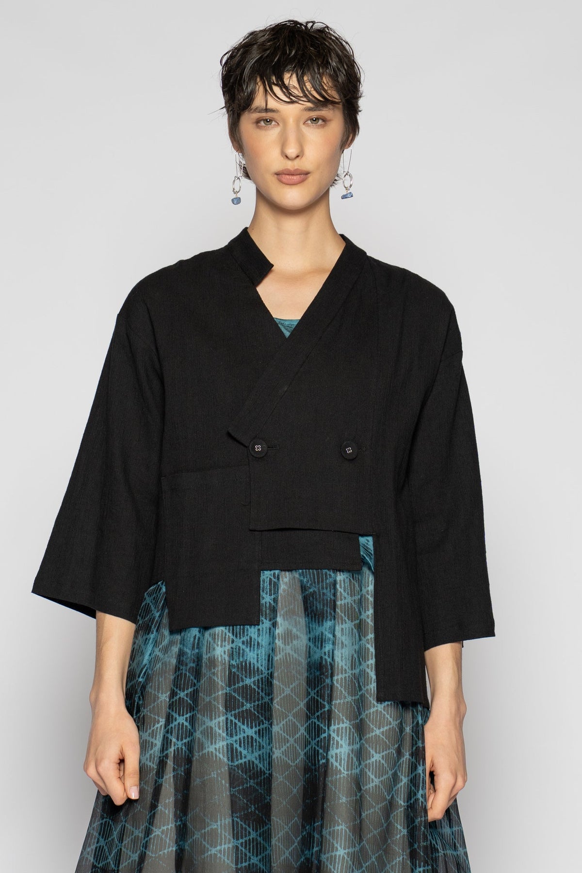 Melange Short Jacket Black