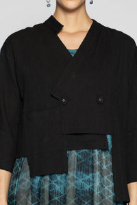 Melange Short Jacket Black
