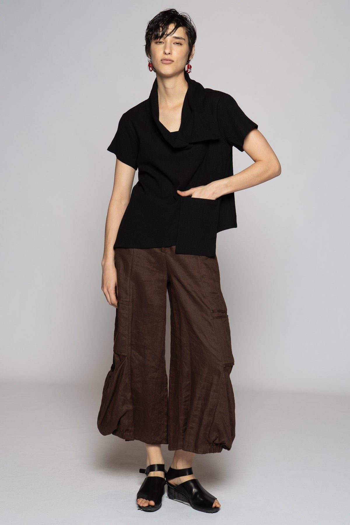 Melange Top Black